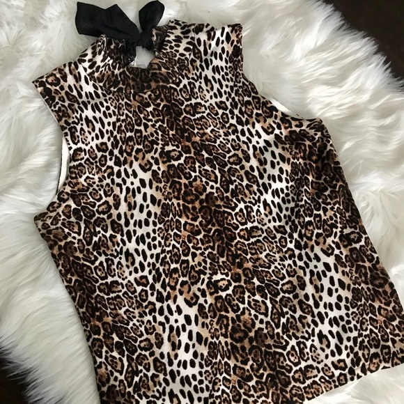 White House Black Market Tops - NWOT WHBM Sleeveless Animal Print Knit Top